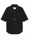 Logo Cotton Short Sleeve Shirt Black - AMI - BALAAN 2