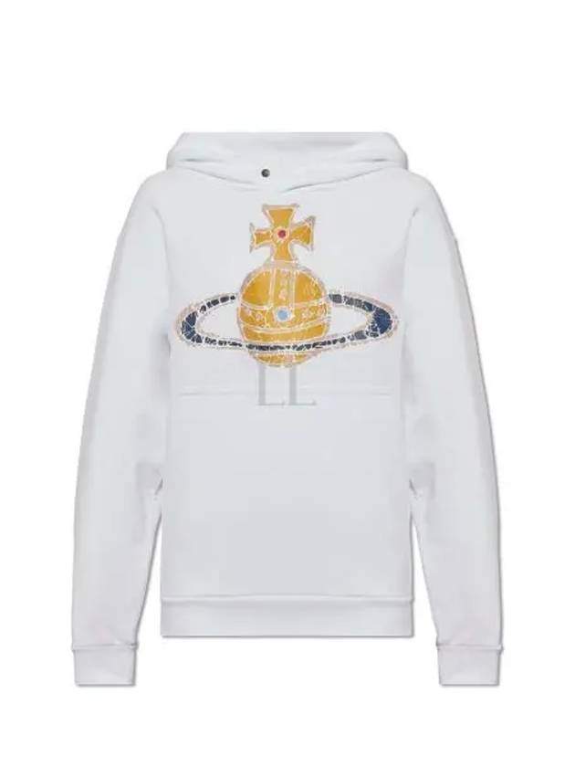 Embroidered Logo Cotton Hoodie White - VIVIENNE WESTWOOD - BALAAN 2