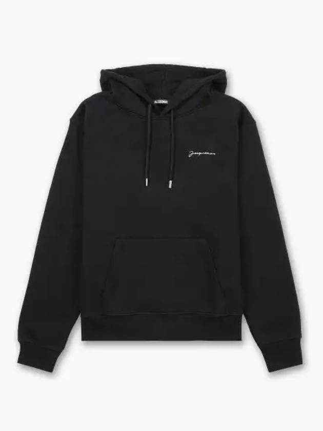 Le Brode Embroidered Logo Cotton Hoodie Black - JACQUEMUS - BALAAN 2