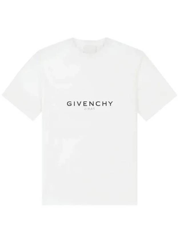 Men's Reverse Logo Round Slim Short Sleeve T-Shirt White - GIVENCHY - BALAAN 2