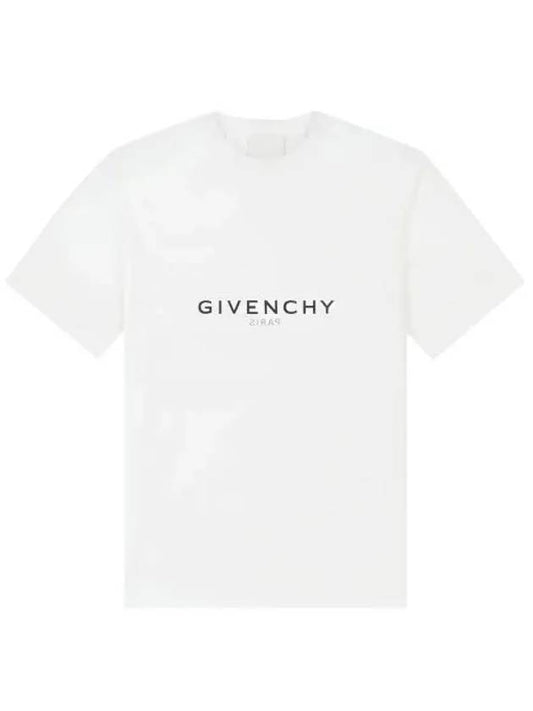 Men's Reverse Logo Round Slim Short Sleeve T-Shirt White - GIVENCHY - BALAAN 2