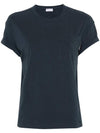 Stretch Cotton Jersey Short Sleeve T-Shirt Blue - BRUNELLO CUCINELLI - BALAAN 1