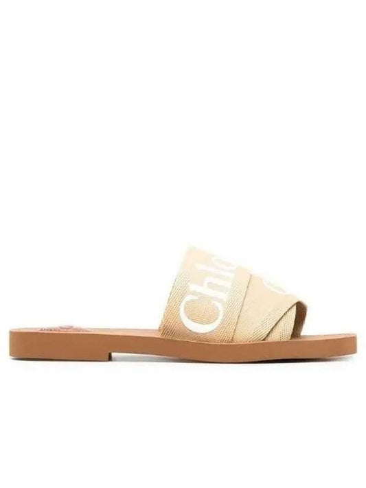 Woody Logo Canvas Strap Flat Mule Beige - CHLOE - BALAAN 2