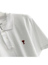 Small Heart Logo Polo Shirt White - AMI - BALAAN 3