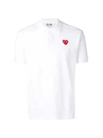 Comme des Garçons Heart Polo PK Short Sleeve TShirt White P1T006 E - COMME DES GARCONS PLAY - BALAAN 1