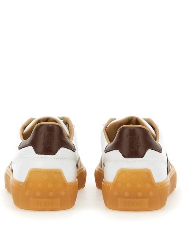 Calfskin Leather Low Top Sneakers White Brown - TOD'S - BALAAN 4