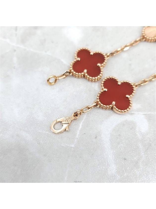 Lux You Van Cleef Alhambra Bracelet 5 Motifs 18K Rose Gold Guilloche Carnelian - VANCLEEFARPELS - BALAAN 6