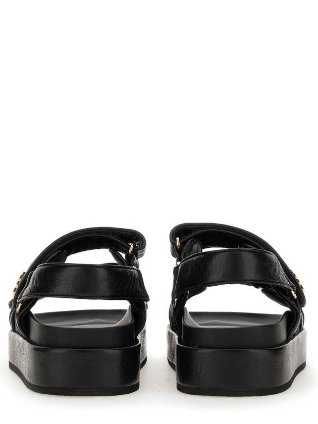 Kira Sports Logo Leather Sandals Black - TORY BURCH - BALAAN 8