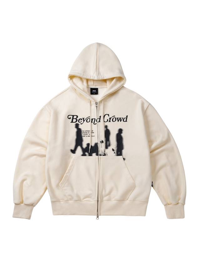 Graphic Balloon Over Zip Up Hoodie Cream - MOO - BALAAN 1