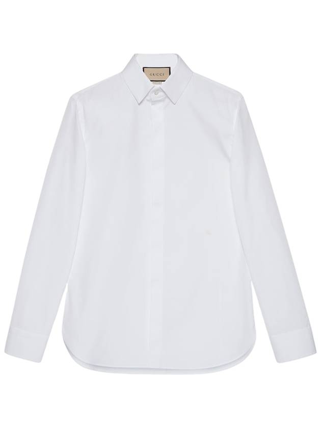 Double G Cotton Silk Long Sleeve Shirt White - GUCCI - BALAAN 2