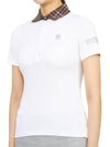 Women's Golf Logo Tech Tartan Neck Short Sleeve PK Shirt White - HYDROGEN - BALAAN 3