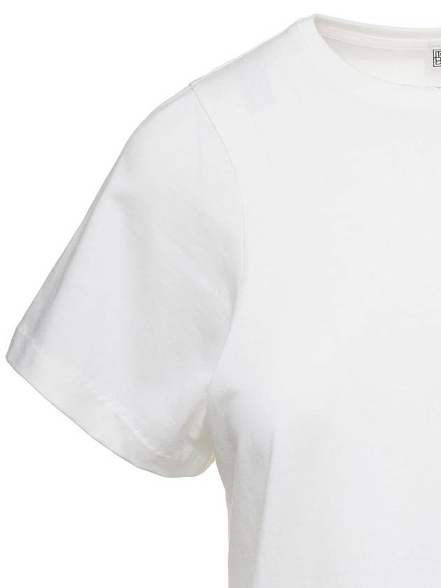 Embroidered Logo Cotton Short Sleeve T-Shirt White - TOTEME - BALAAN 3