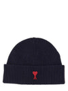 Heart Logo Wool Beanie Night Blue - AMI - BALAAN 1