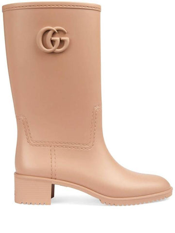 Women’s Double G Rubber Rain Boots Pink - GUCCI - BALAAN 1