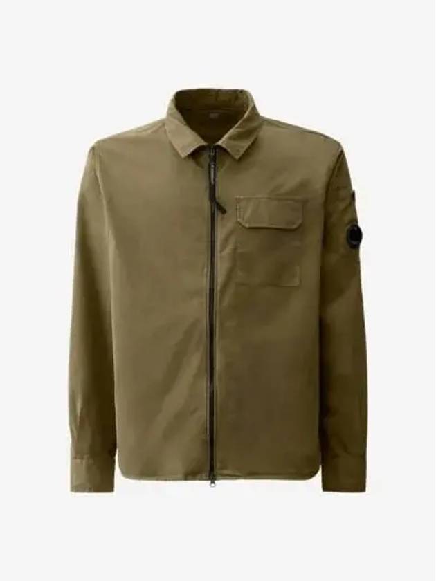 Gabardine Zip Up Long Sleeve Shirt Green - CP COMPANY - BALAAN 2