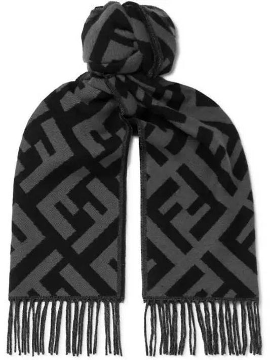 FF Motif Fringe Cashmere Scarf Green - FENDI - BALAAN 2