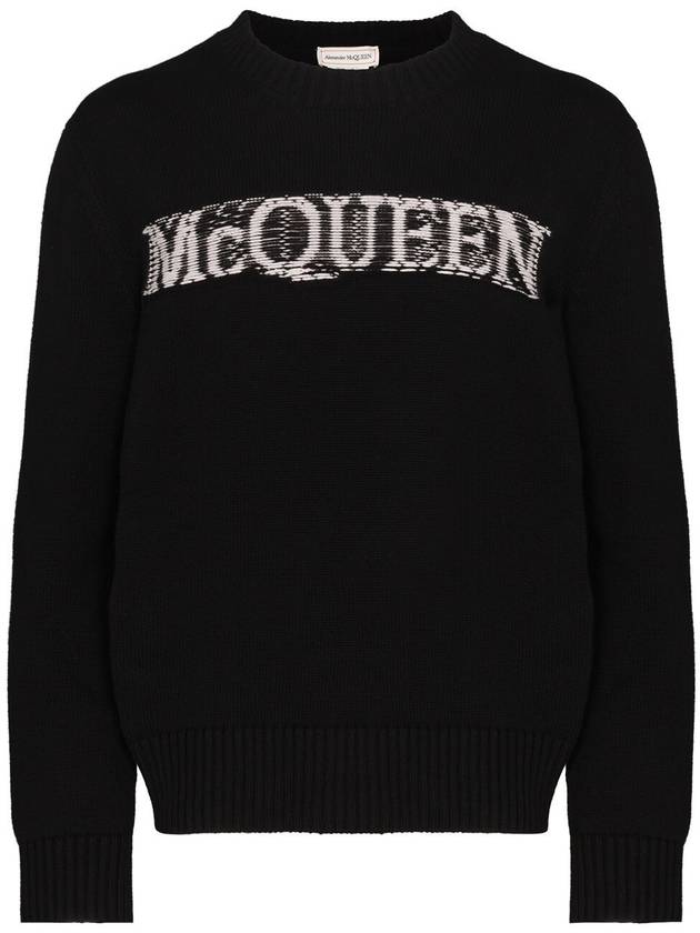 Logo Intrasia Knit Top Black - ALEXANDER MCQUEEN - BALAAN.