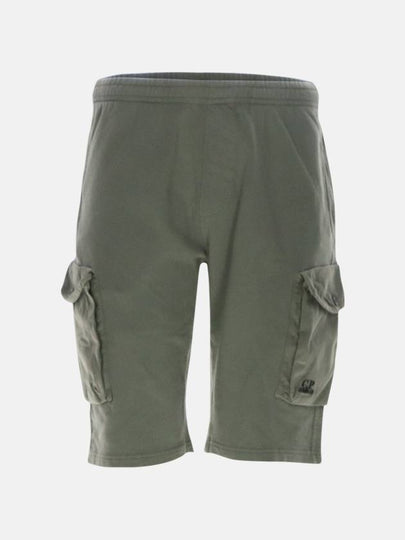 Cotton Fleece Mixed Cargo Shorts Green - CP COMPANY - BALAAN 2