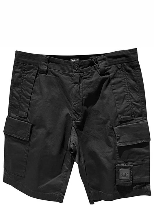 Men's Logo Patch Stretch Cargo Shorts Black - CP COMPANY - BALAAN 2