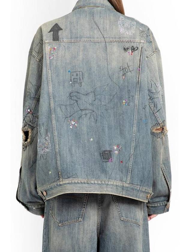 Graffiti Denim Jacket Blue - BALENCIAGA - BALAAN 3