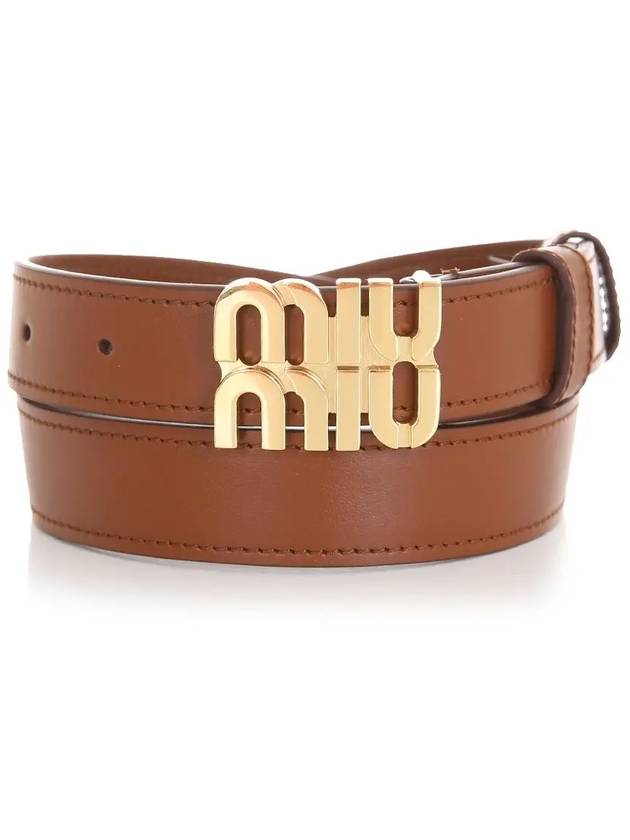 Logo Buckle Leather Belt Tobacco - MIU MIU - BALAAN 3