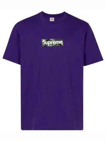 Box Logo Round Short Sleeve TShirt Purple Men's TShirt FW23T57 PR - SUPREME - BALAAN 1