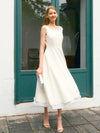 Women's ARMIS Square Neck Sleeveless Flared Long Dress Ivory - AME - BALAAN 5