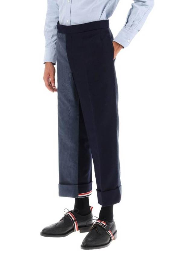 Fun-Mix Shetland Low Rise Backstrap Straight Pants Navy - THOM BROWNE - BALAAN 5