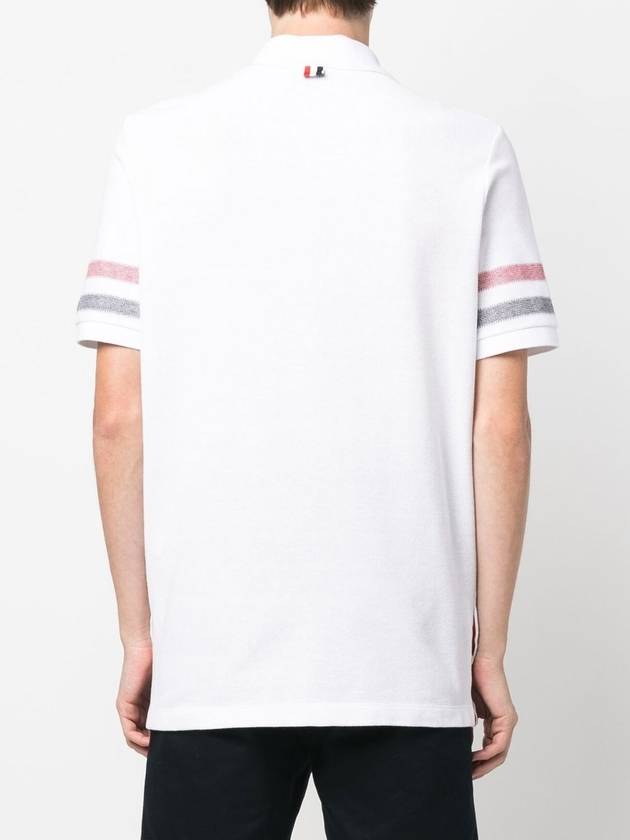 Men's RWB Stripe Cotton Polo Shirt White - THOM BROWNE - BALAAN 5