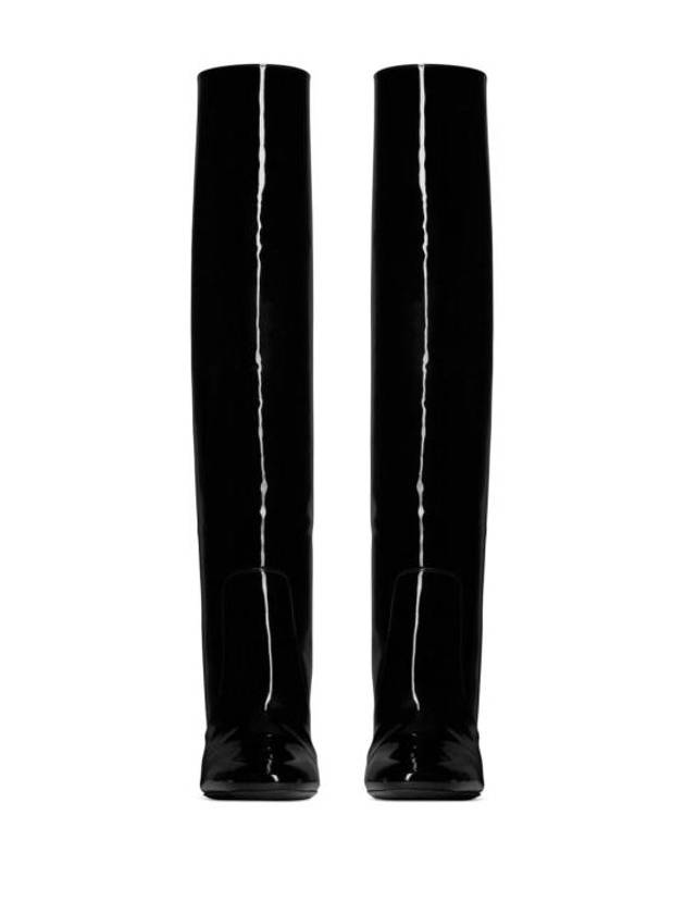 Patent Leather Long Boots Black - SAINT LAURENT - BALAAN 4