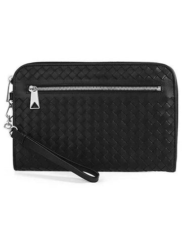 Intrecciato Documents Zipper Clutch Bag Black - BOTTEGA VENETA - BALAAN 1