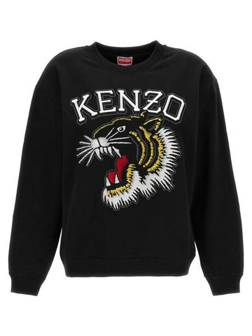 Tiger Varsity Print Cotton Sweatshirt Black - KENZO - BALAAN 1