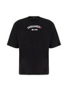 Logo Print Short Sleeve T Shirt Black - DSQUARED2 - BALAAN 2