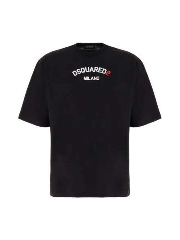 Logo Print Short Sleeve T Shirt Black - DSQUARED2 - BALAAN 2