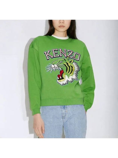 Tiger Varsity Print Cotton Sweatshirt Green - KENZO - BALAAN 2