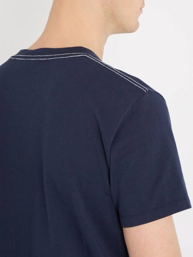 Fox Applique Patch Pocket Cotton Short Sleeve T-Shirt Navy - MAISON KITSUNE - BALAAN 6