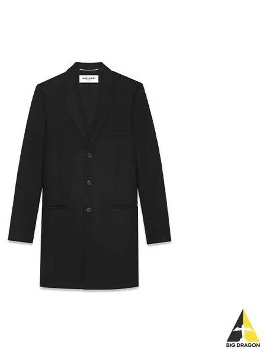 Wool Coat Black 552492 Y177W - SAINT LAURENT - BALAAN 1