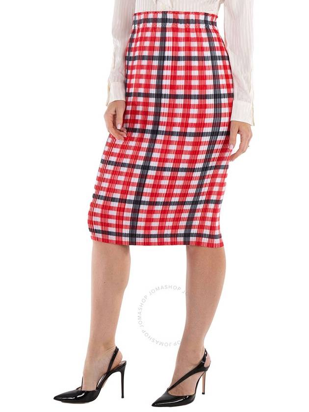 Burberry Ladies Bright Red Check Lorelei Pleated Skirt, Brand Size 10 (US Size 8) - BURBERRY - BALAAN 3