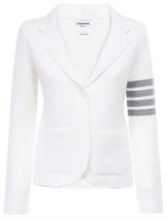 Women's Fine Merino Wool Link Jacket White - THOM BROWNE - BALAAN 2