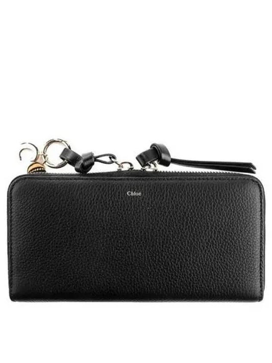 Alphabet Charm Grain Leather Long Wallet Black - CHLOE - BALAAN 2