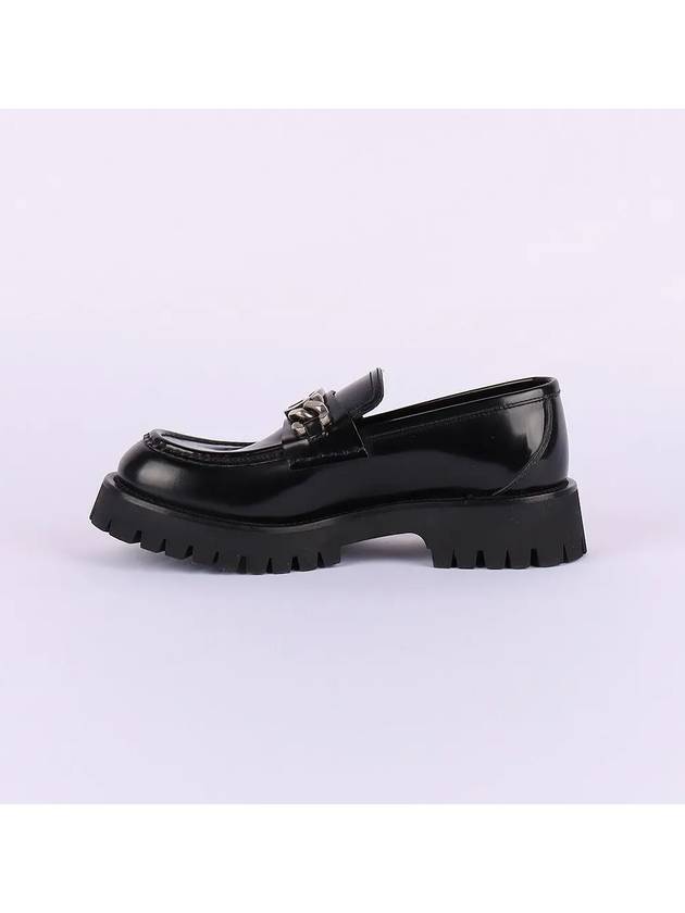 Loafer with Interlocking G Black Leather - GUCCI - BALAAN 4