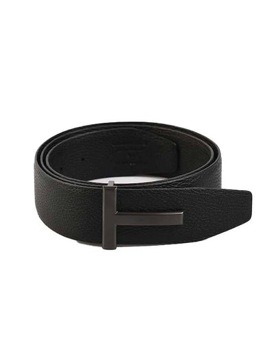 Grain T Icon Leather Belt Black - TOM FORD - BALAAN 1