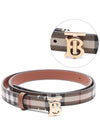 Plaid Check Pattern Leather Belt Beige - BURBERRY - BALAAN 3