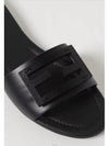 Baguette FF Logo Leather Slippers Black - FENDI - BALAAN 4