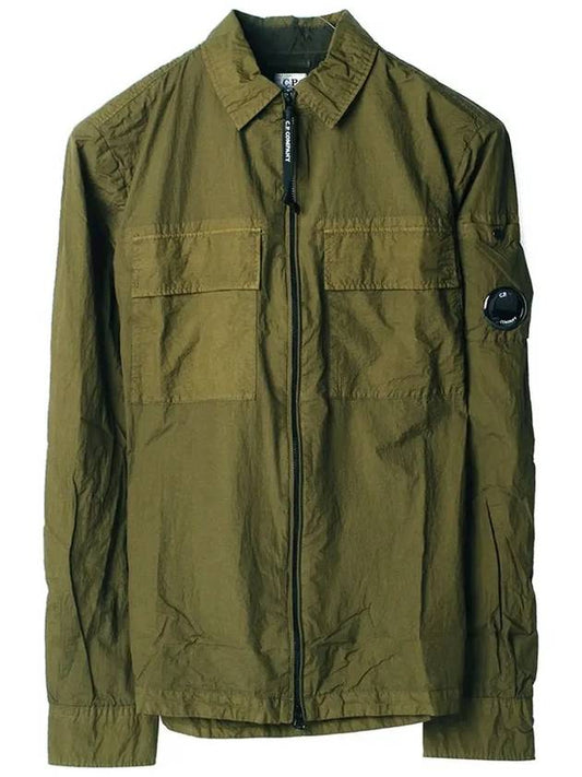 Lens Wappen Pocket Zip-Up Jacket Green - CP COMPANY - BALAAN.