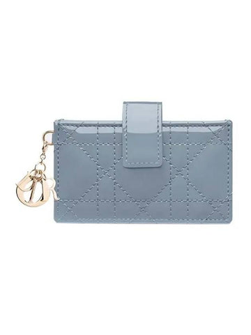 Lady 5-Gusset Patent Cannage Calfskin Card Wallet Sky Blue - DIOR - BALAAN 1