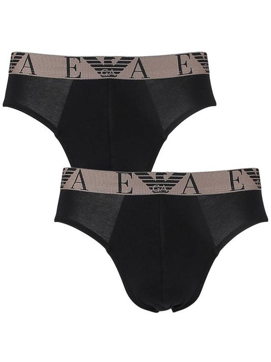 Men's Bold Logo Brief 2 Pack Black - EMPORIO ARMANI - 2