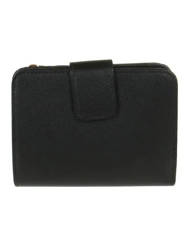 Small Saffiano Leather Half Wallet Black - PRADA - BALAAN 5