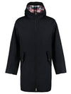 Waterproof Cotton Twill T-Dart Hooded Jacket Navy - THOM BROWNE - BALAAN 2