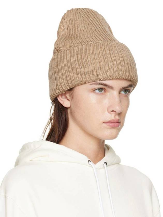 Fox Head Patch Ribbed Beanie Beige - MAISON KITSUNE - BALAAN 8